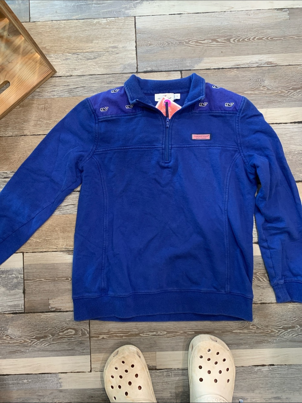 #166 Vineyard Vines Royal Blue Quarter-Zip Sweatshirt with Whale Embroidery